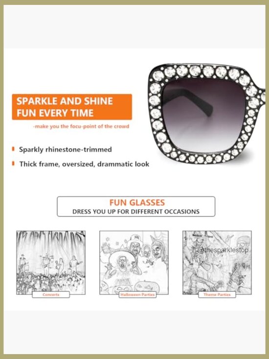 Extra Large Square Sparkly Crystal Sunglasses Bling Rhinestone Concert Shades main image 4